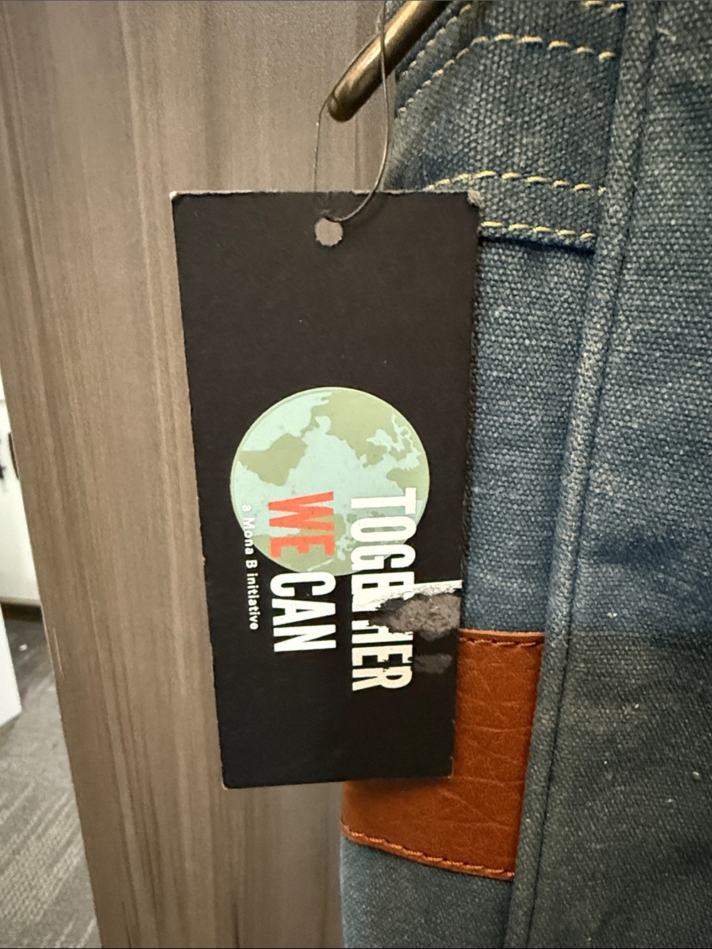 Mona B Blue Denim Crossbody with Brown Trim - Picture 2 of 6